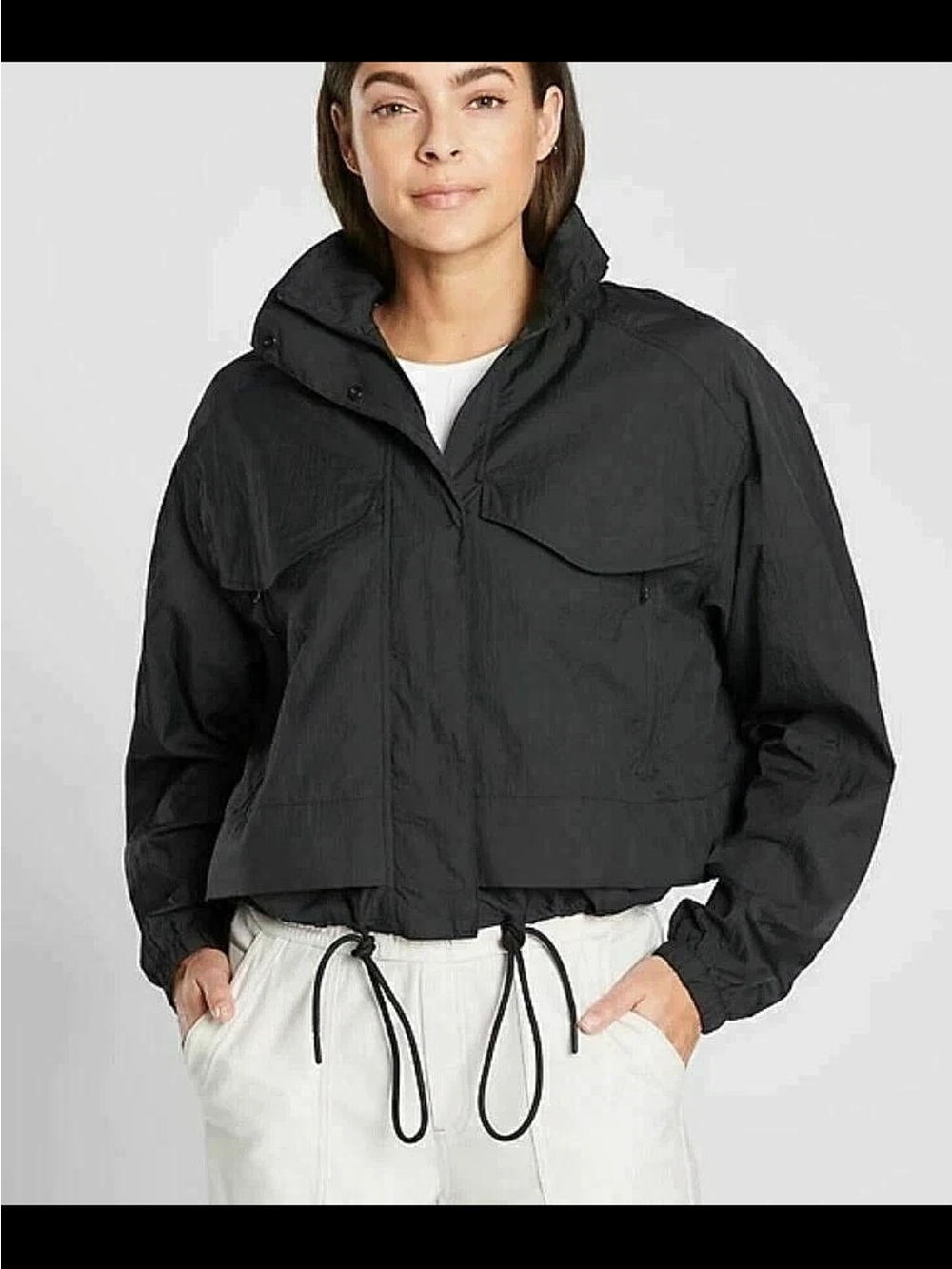 Athleta Canopy Parachute Jacket Short Womens's Size Medium Color Black
